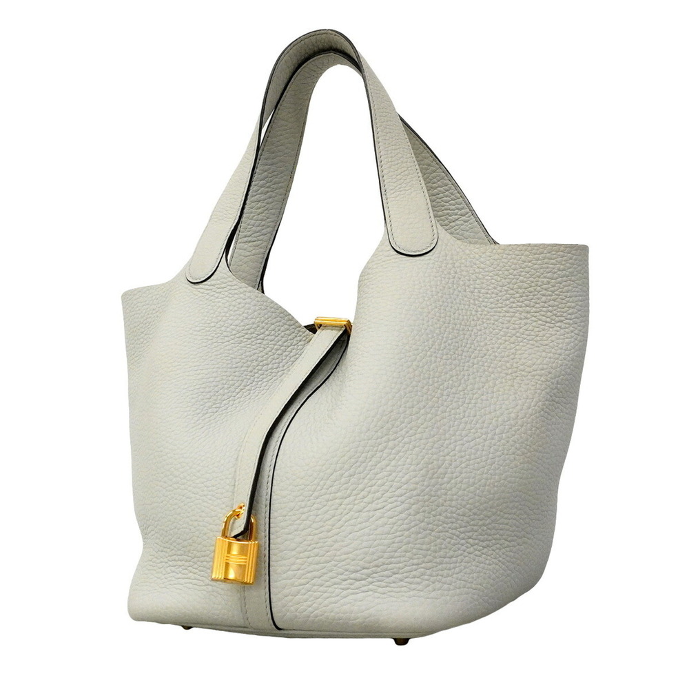 Hermes Picotin Lock MM handbag, Taurillon Clemence leather, pale blue, B stam...